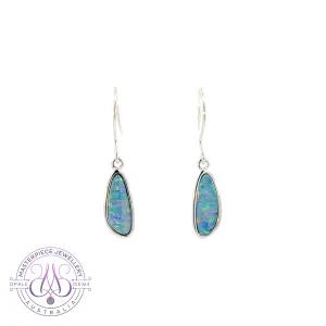 Sterling Silver drop stylesmall opal doublet earrings