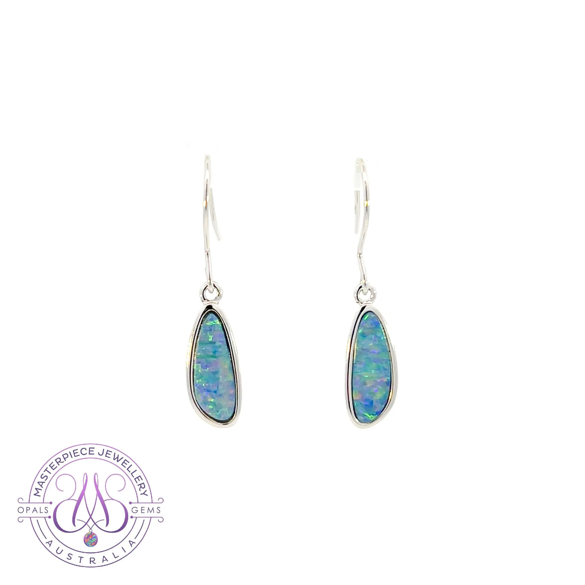 Sterling Silver drop stylesmall opal doublet earrings