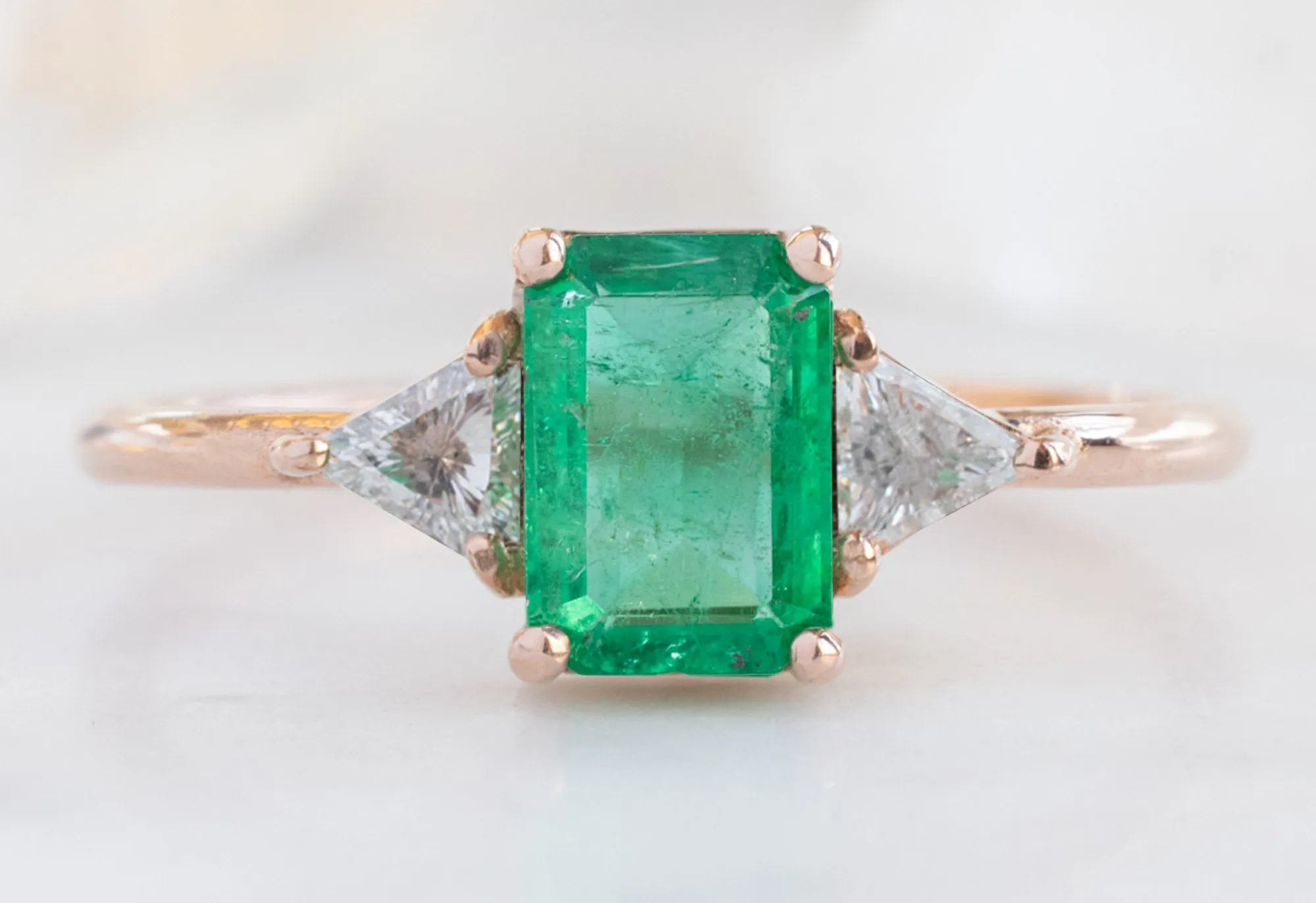 The Jade Ring with a .70ct Emerald-Cut Emerald