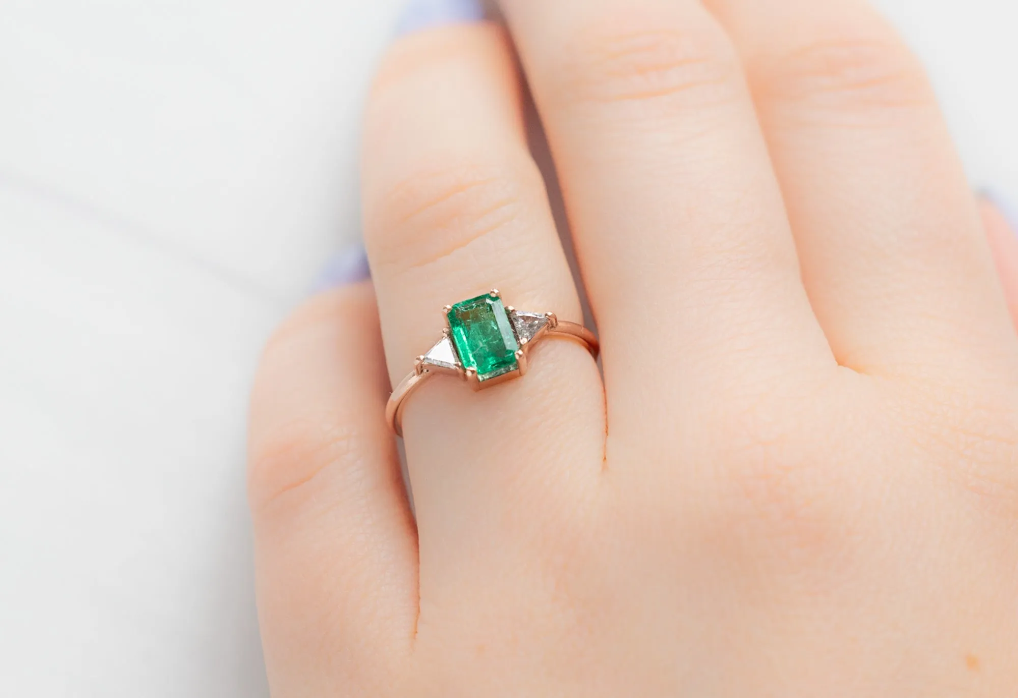 The Jade Ring with a .70ct Emerald-Cut Emerald