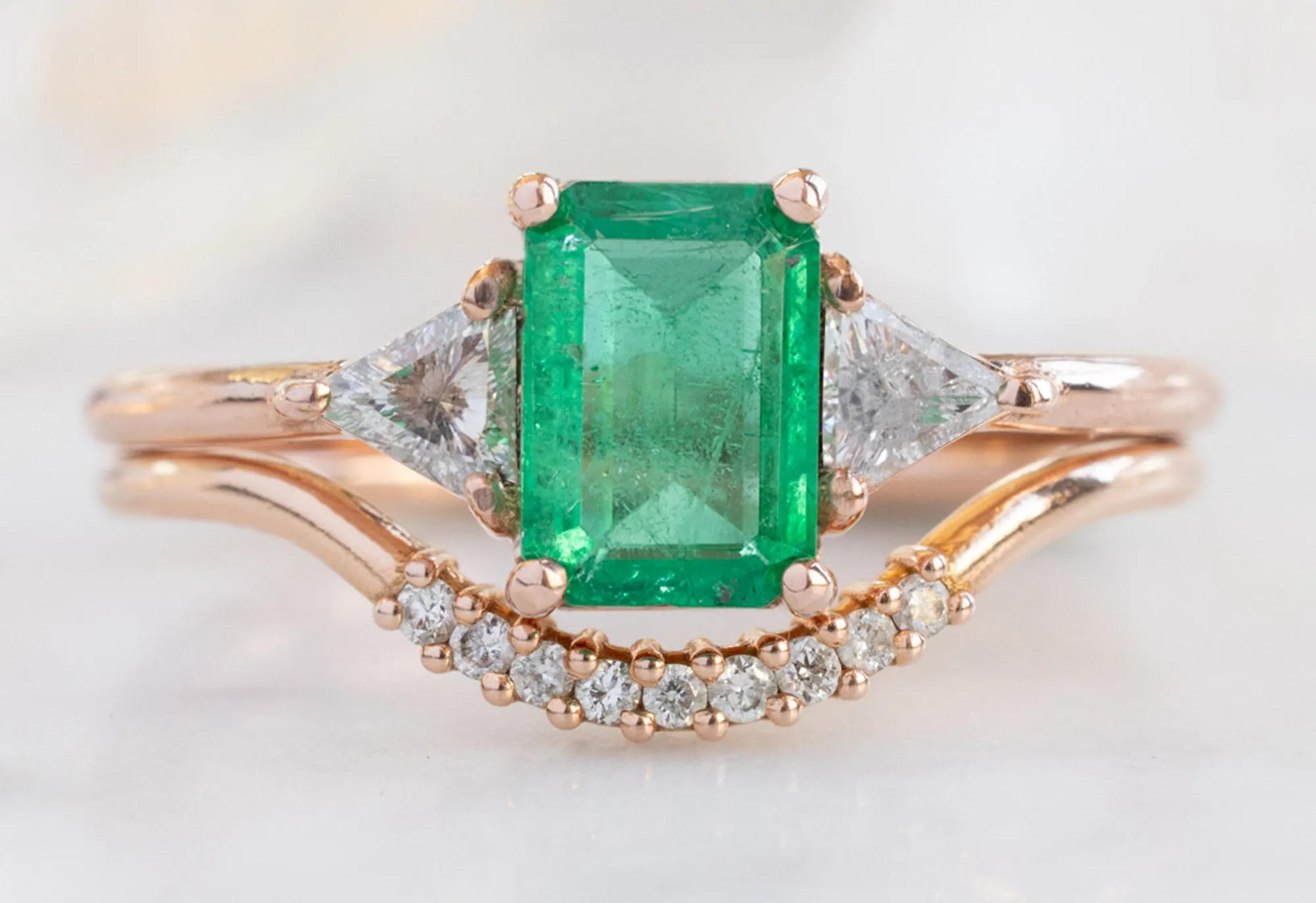 The Jade Ring with a .70ct Emerald-Cut Emerald