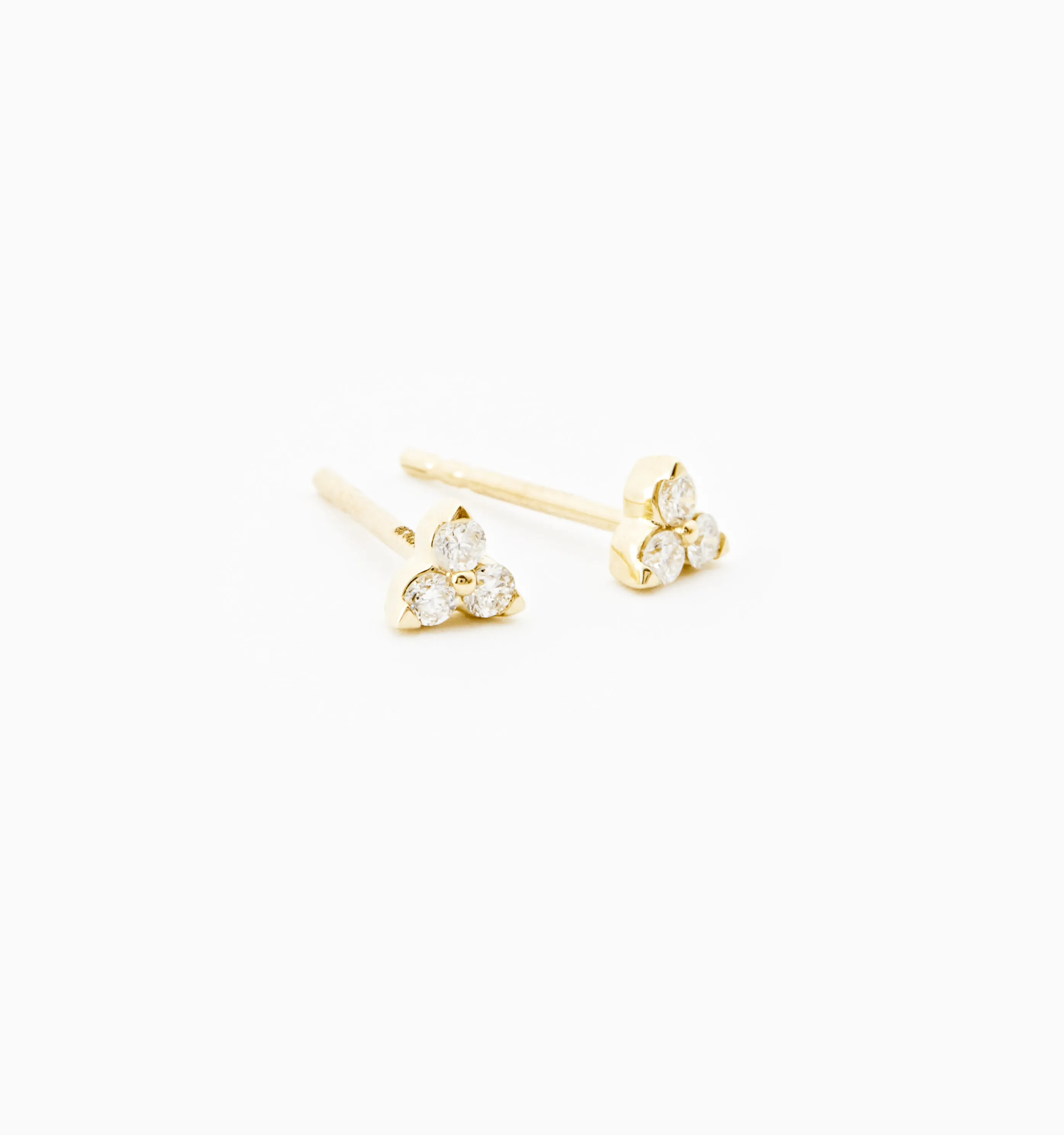 Trinity Diamond Earrings In 14K Solid Gold