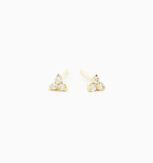 Trinity Diamond Earrings In 14K Solid Gold