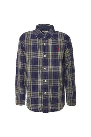US POLO BOYS COTTON LONG SLEEVE SHIRT IN BLUE