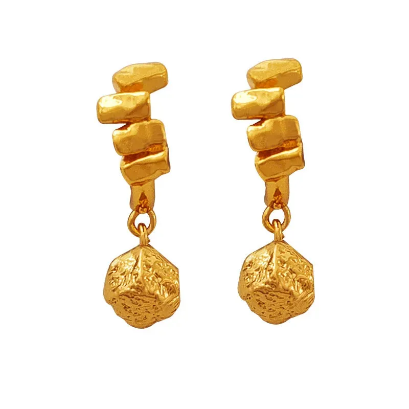 VAIGE Geometric Gold Drop Earrings