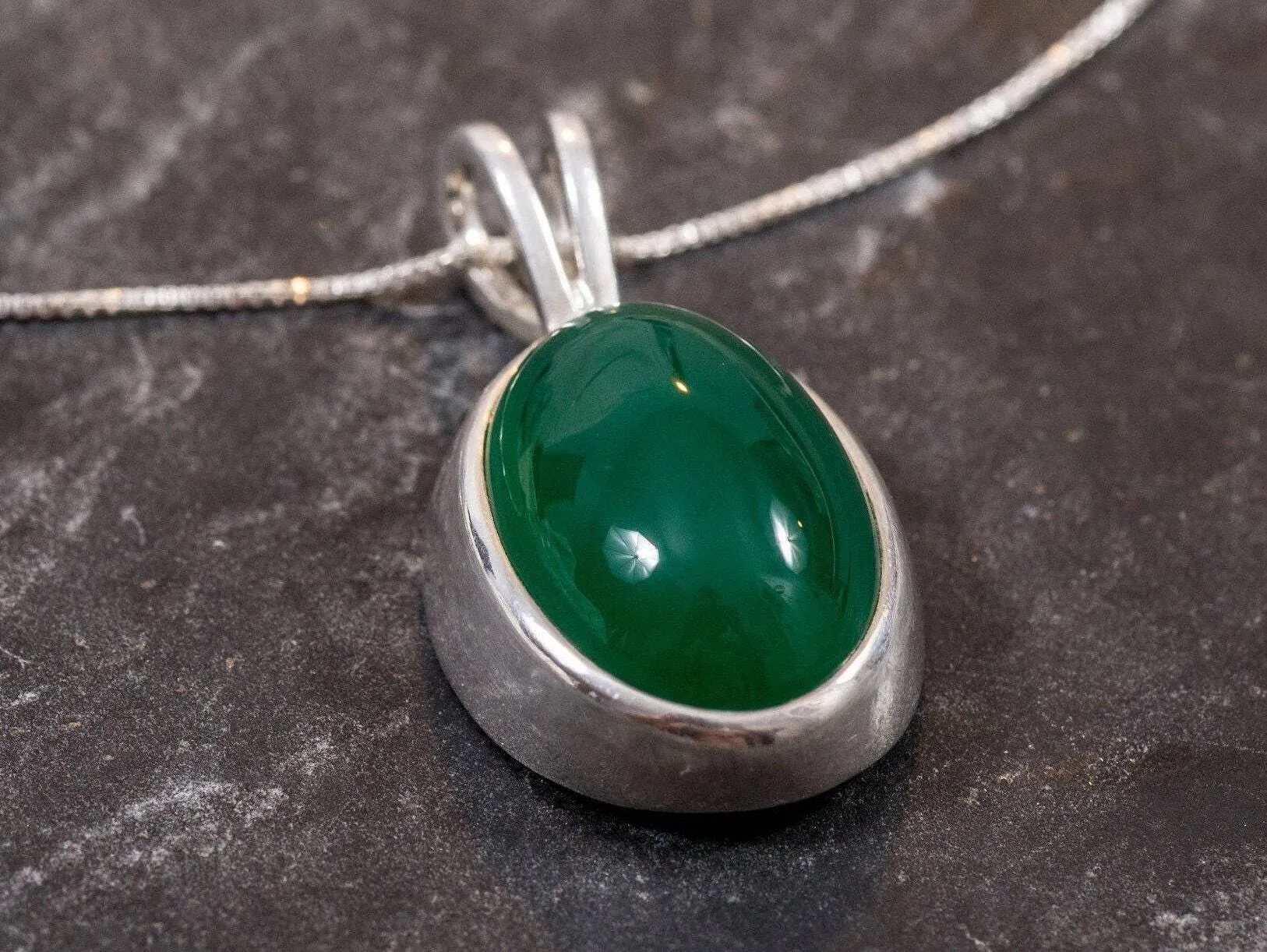 Vintage Emerald Necklace - Green Bezel Pendant - Emerald Statement Necklace