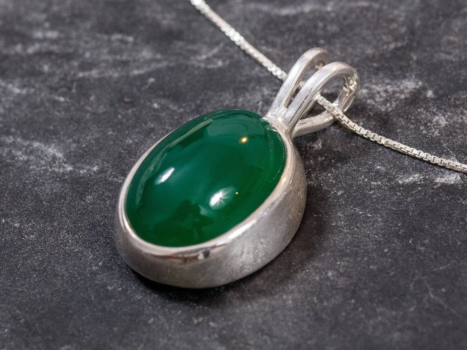 Vintage Emerald Necklace - Green Bezel Pendant - Emerald Statement Necklace