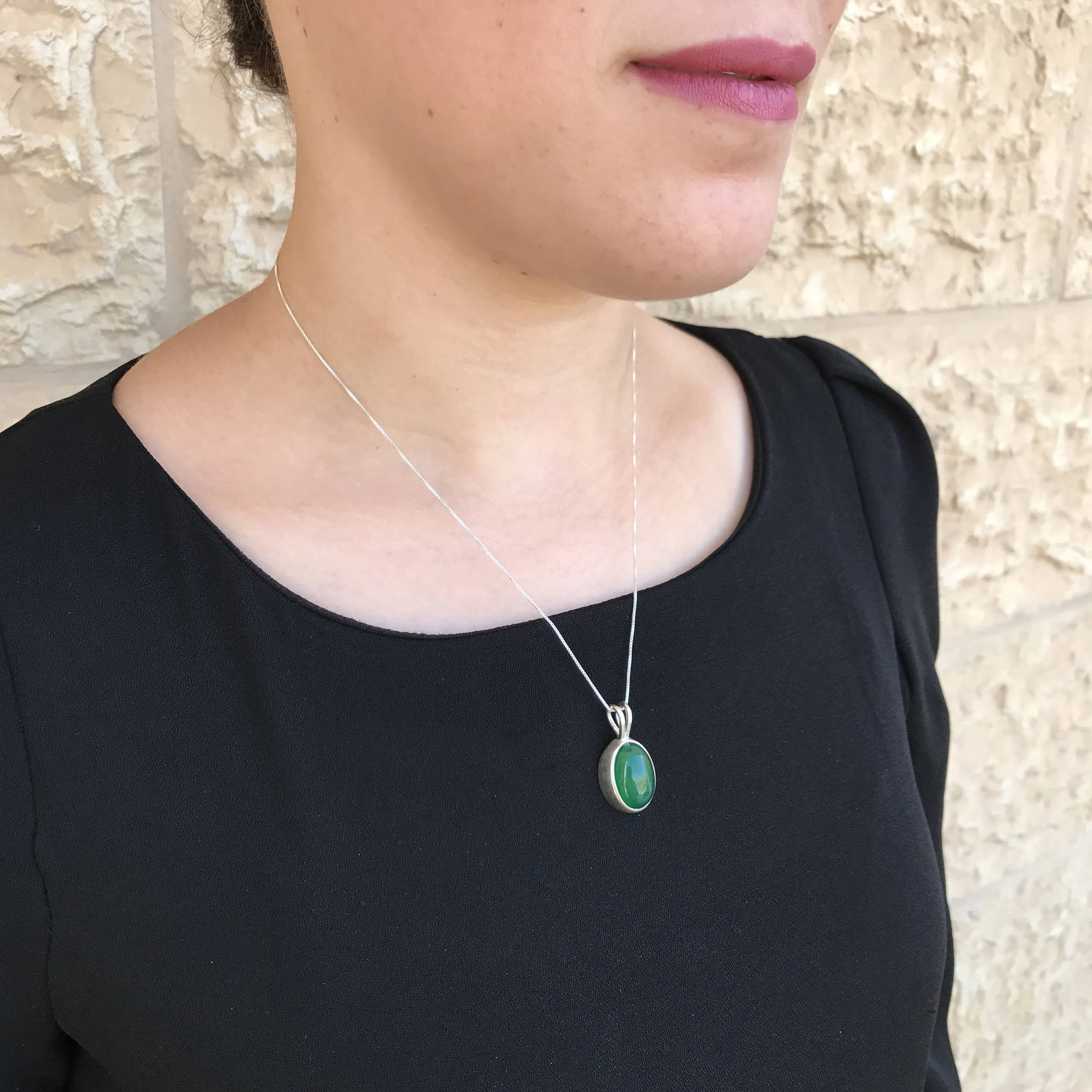 Vintage Emerald Necklace - Green Bezel Pendant - Emerald Statement Necklace