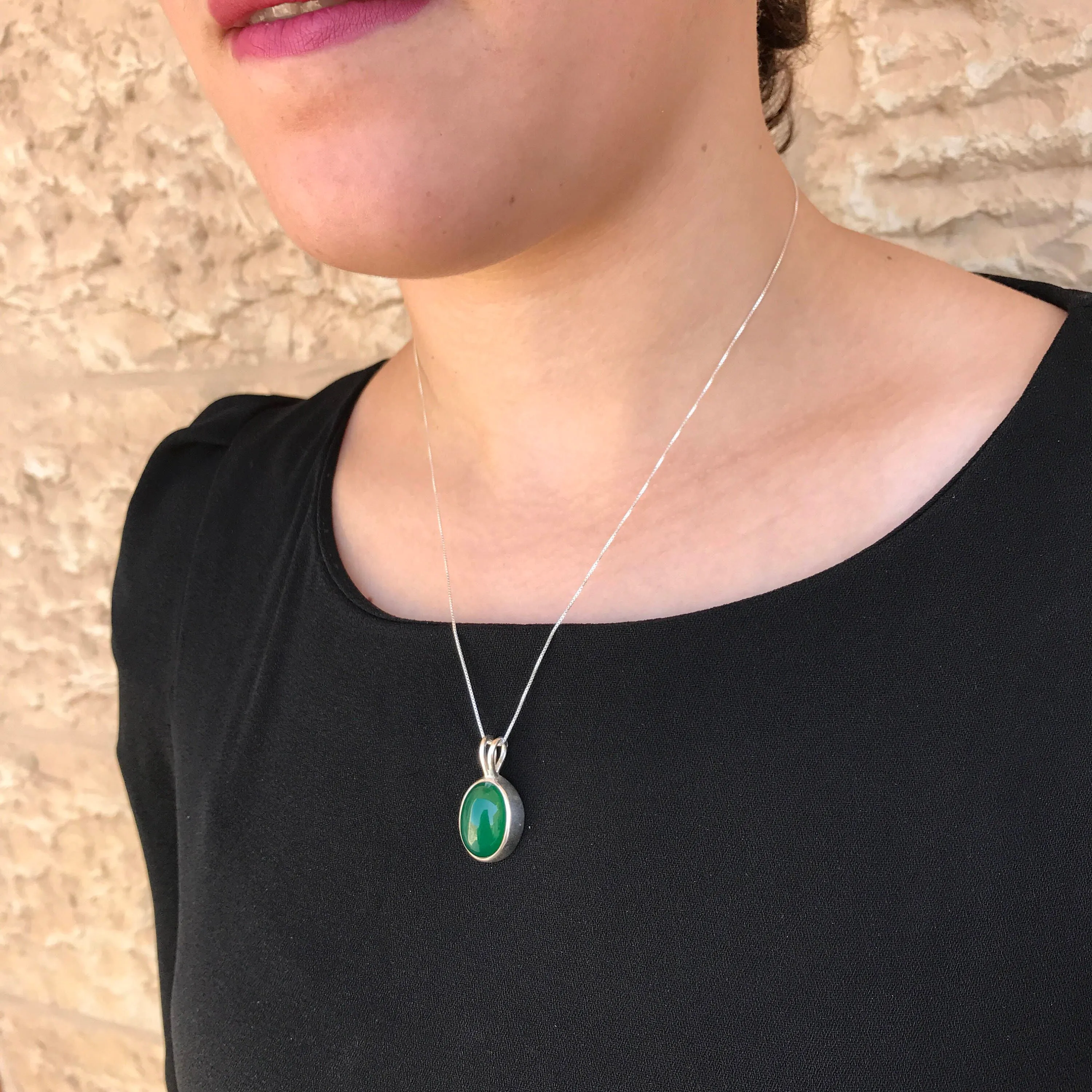 Vintage Emerald Necklace - Green Bezel Pendant - Emerald Statement Necklace