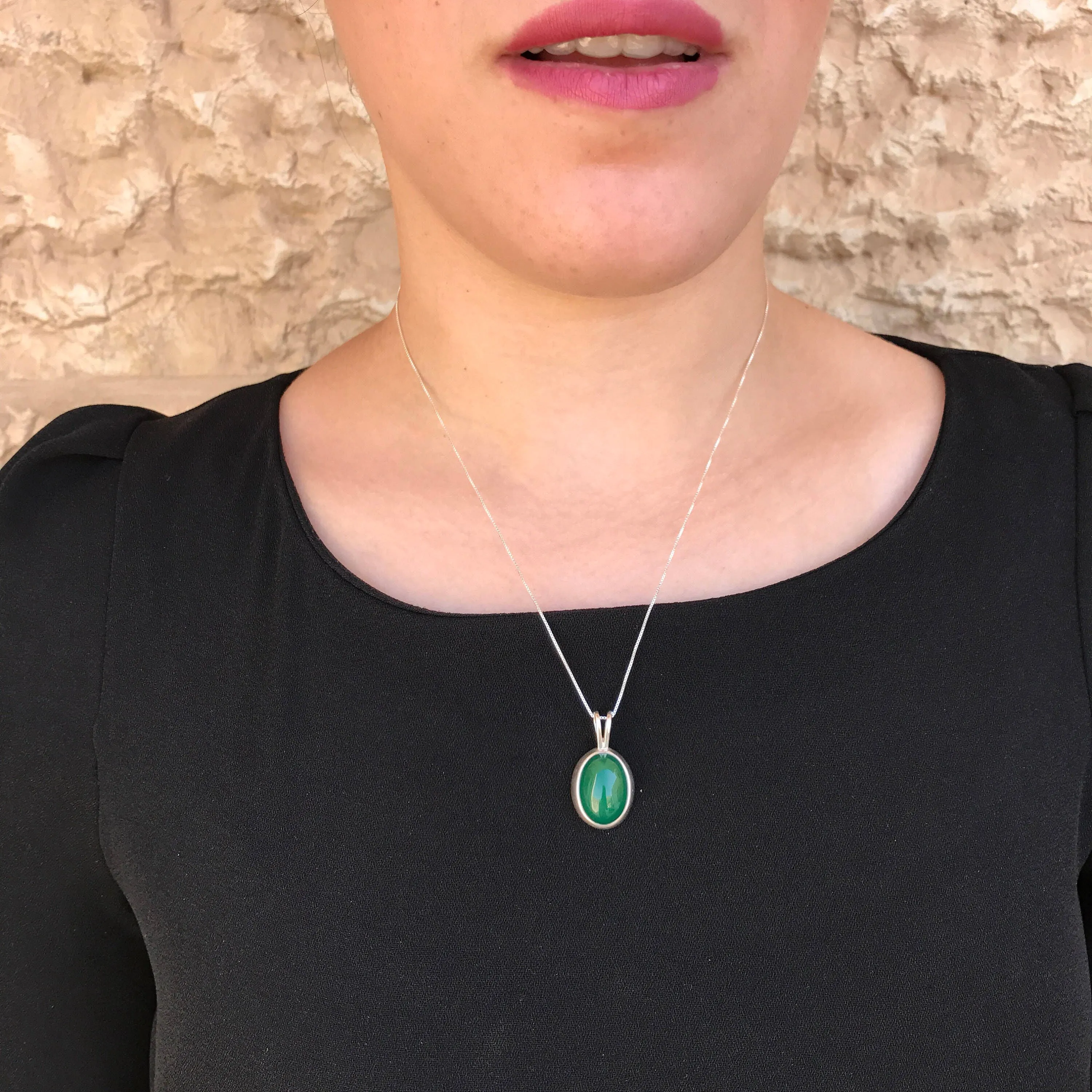 Vintage Emerald Necklace - Green Bezel Pendant - Emerald Statement Necklace