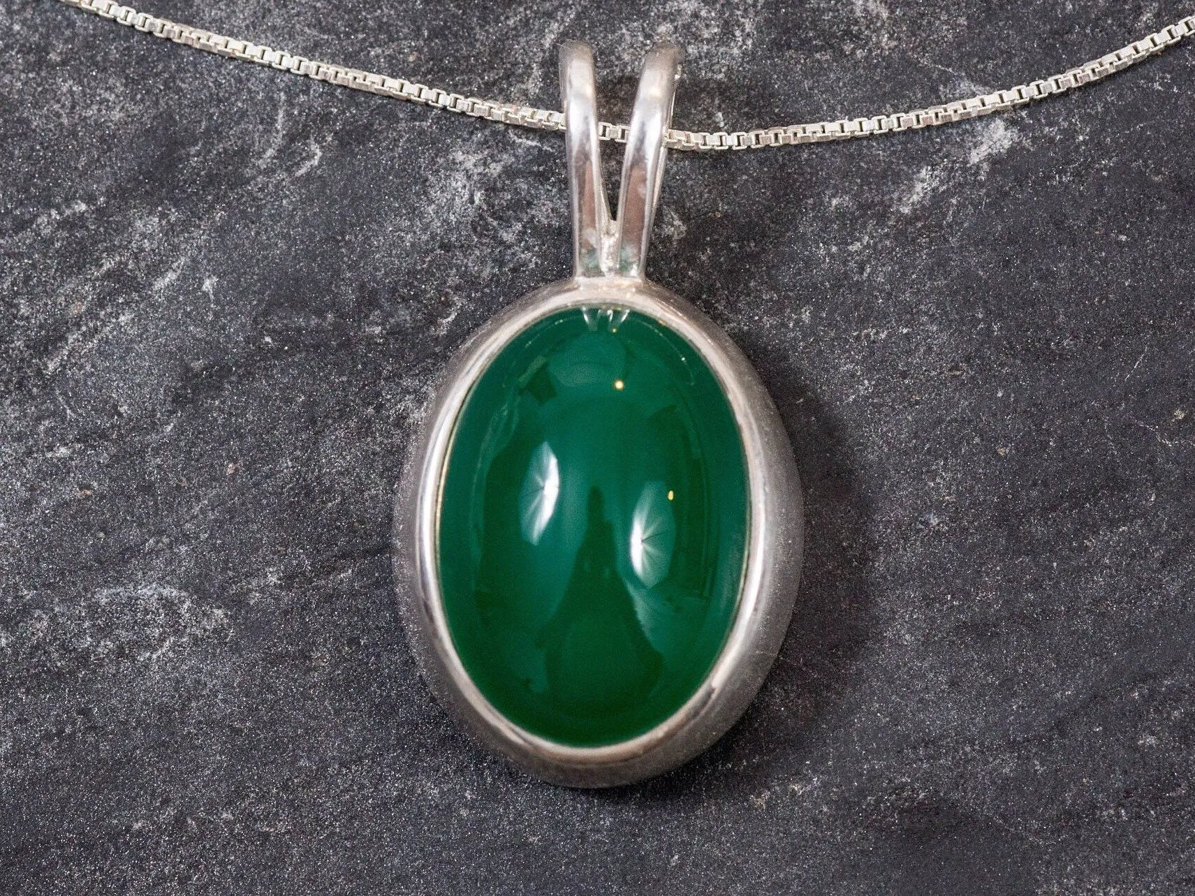 Vintage Emerald Necklace - Green Bezel Pendant - Emerald Statement Necklace