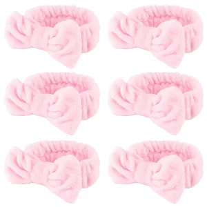 WHAVEL 6 Pack Pink Spa Headband for Washing Face, Skincare Headbands Microfiber Pink Party Favors Sleepover (Type 14)