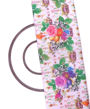 White and Green Floral Design Digital Print Cotton Fabric
