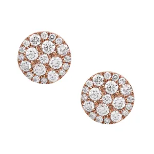 Women's Round Halo Cluster Diamond Stud Earrings 1.62ct 14K Rose Gold